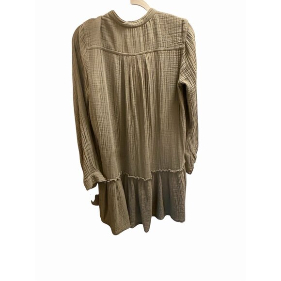 Anthropologie Maeve Katie Textured Gauze Utility Drop Waist Dress Size 12 - Picture 3 of 5